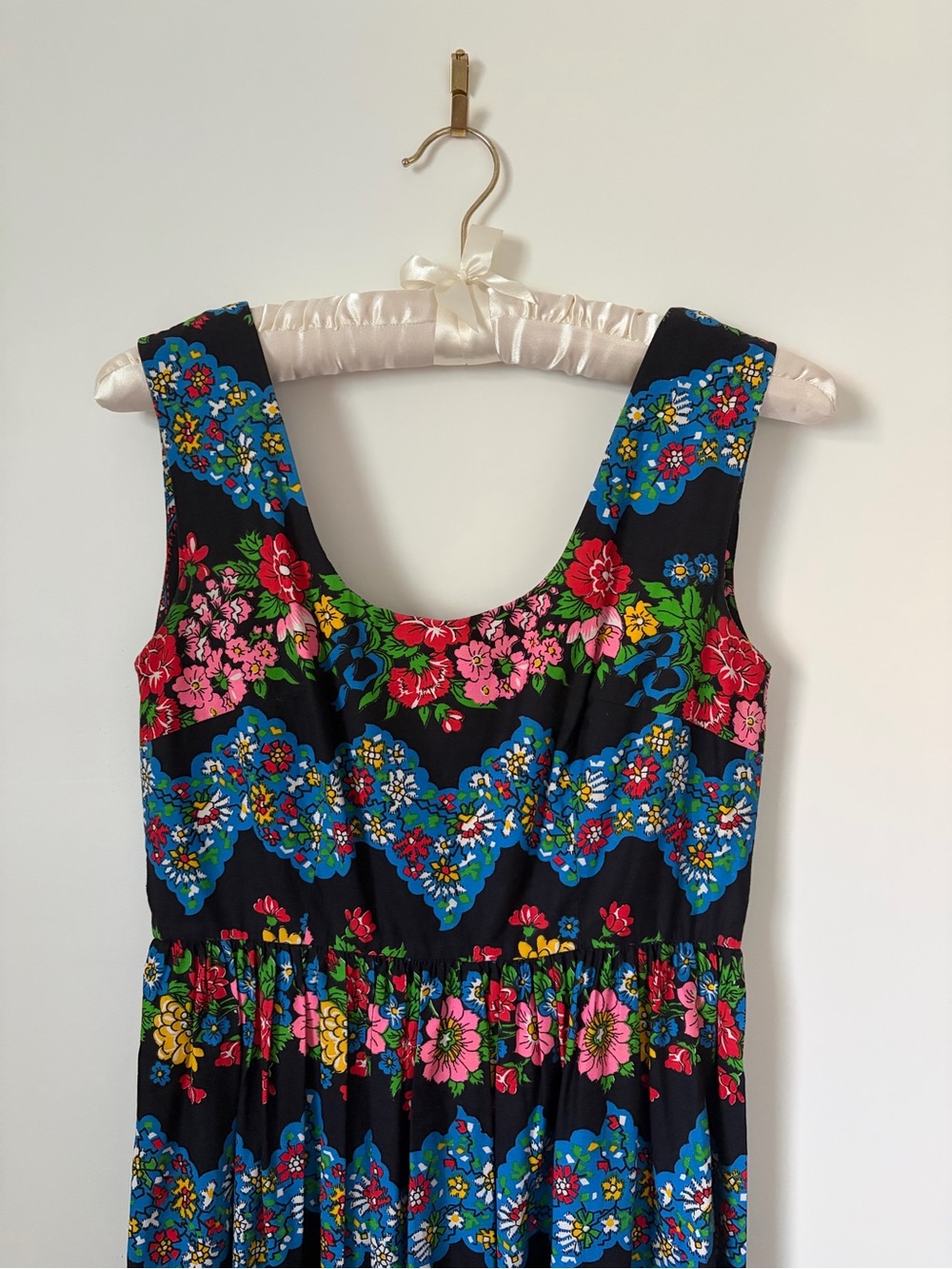Vintage 70s Colorful Floral Maxi Dress